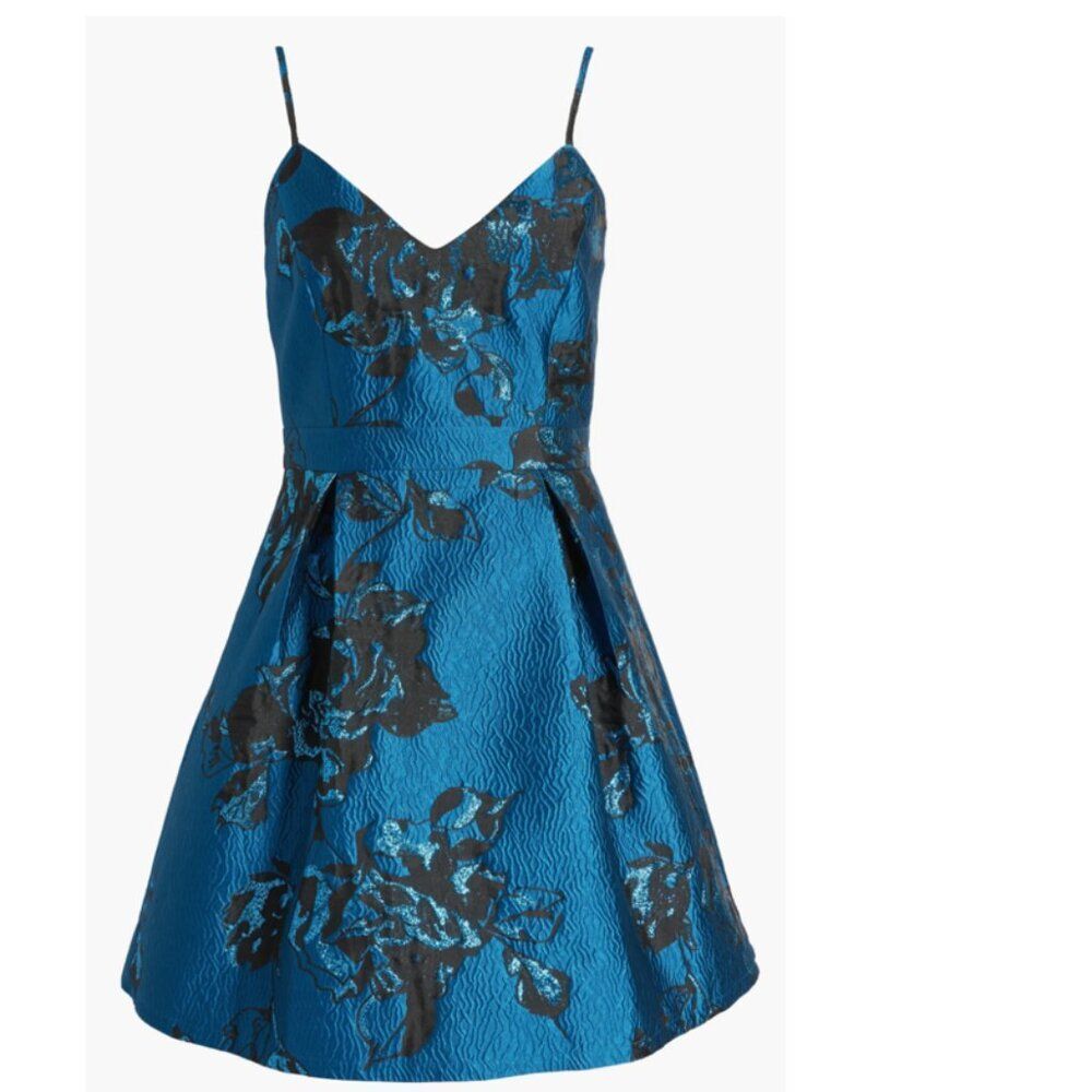 LulusâPretty Poised Metallic Floral Brocade Skater Minidress â Size XL - NWT - Picture 3 of 6